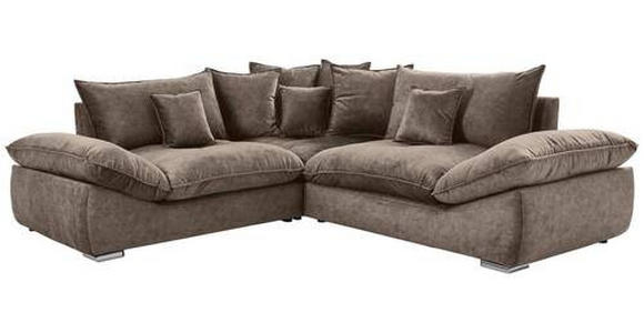 ECKSOFA in Velours Braun  - Chromfarben/Braun, KONVENTIONELL, Kunststoff/Textil (247/247cm) - Carryhome