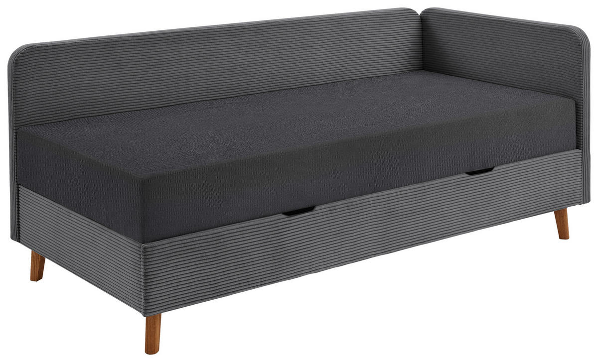 LIEGE Cord Grau  - Eichefarben/Grau, Design, Holz/Textil (90/200cm) - home24