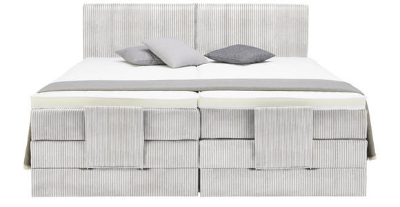 BOXSPRINGBETT 160/200 cm  in Hellgrau  - Hellgrau/Schwarz, Design, Kunststoff/Textil (160/200cm) - Hom`in