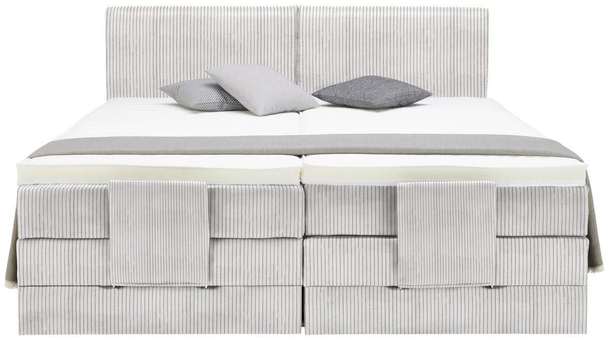BOXSPRINGBETT 160/200 cm  in Hellgrau  - Hellgrau/Schwarz, Design, Kunststoff/Textil (160/200cm) - Hom`in