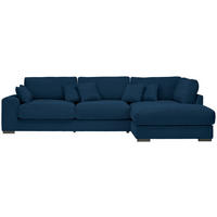 ECKSOFA in Cord Dunkelblau  - Schwarz/Dunkelblau, Design, Kunststoff/Textil (340/205cm) - Lomoco