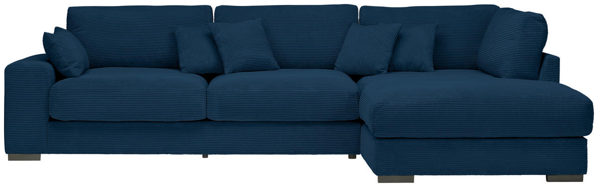 ECKSOFA in Cord Dunkelblau  - Schwarz/Dunkelblau, Design, Kunststoff/Textil (340/205cm) - Lomoco