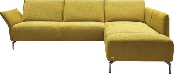 ECKSOFA in Webstoff Gelb  - Edelstahlfarben/Gelb, Design, Textil/Metall (274/207cm) - Koinor