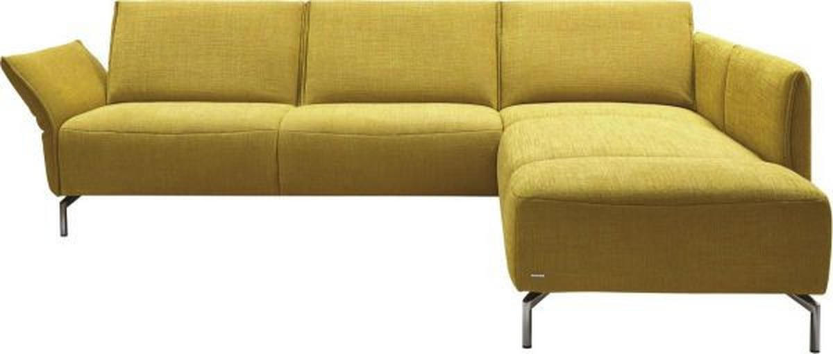 ECKSOFA in Webstoff Gelb  - Edelstahlfarben/Gelb, Design, Textil/Metall (274/207cm) - Koinor