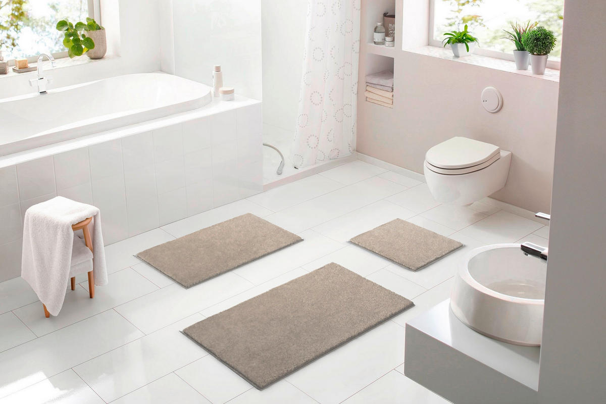 BADEMATTE Beige 60/90 cm  - Beige, Basics, Kunststoff/Textil (60/90cm) - Grund