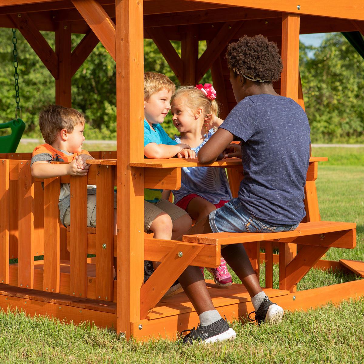 SPIELTURM SKYFORT II 670/380/510 cm  - Braun/Grün, Konventionell, Holz (670/380/510cm)