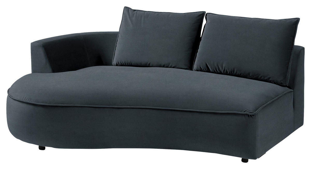 BIGSOFA in Samt Grau, Grün  - Schwarz/Grau, Design, Kunststoff/Textil (322/66/154cm) - home24