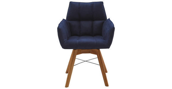 ARMLEHNSTUHL in Flachgewebe - Eichefarben/Dunkelblau, Design, Holz/Textil (61/87/63cm) - Waldwelt