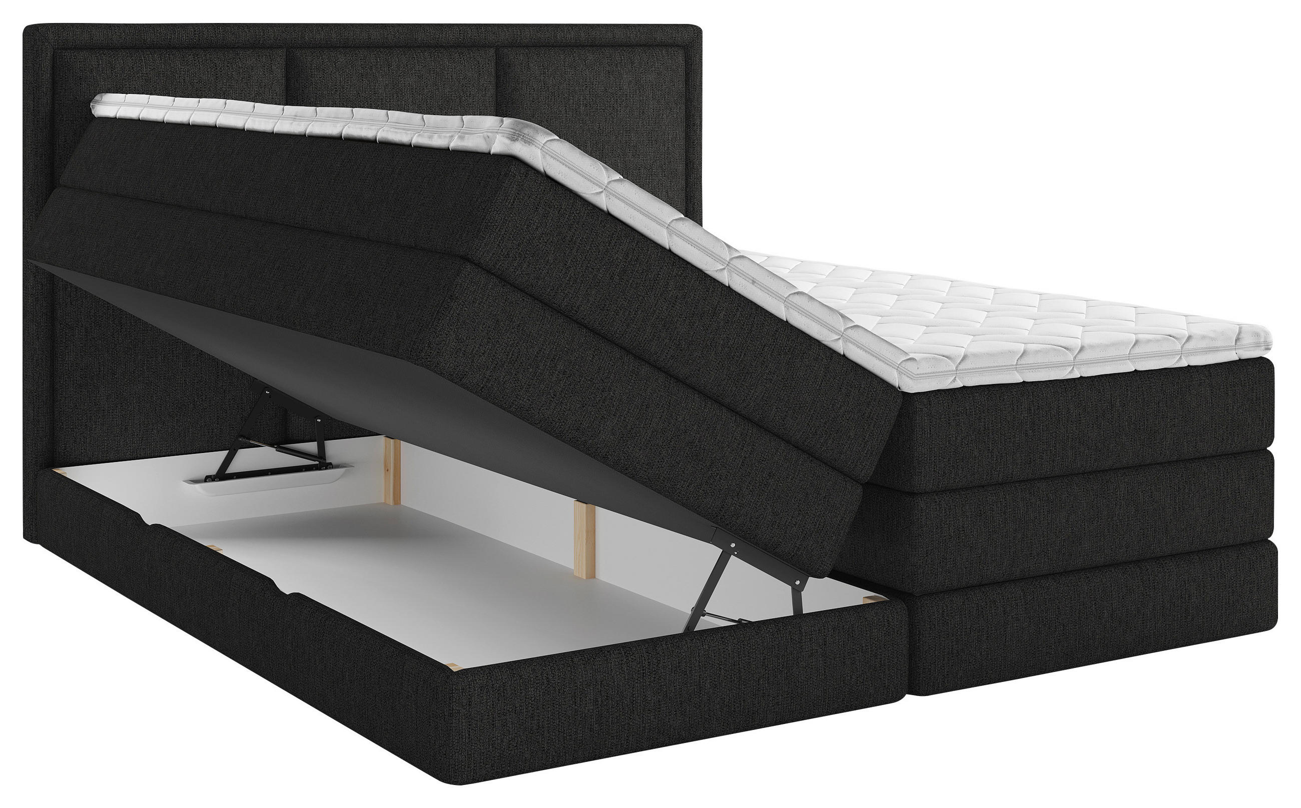 BOXSPRINGBETT 160/200 cm  in Schwarz  - Schwarz, Design, Kunststoff/Textil (160/200cm) - MID.YOU