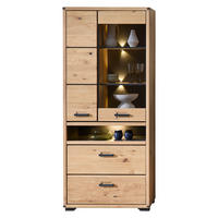 VITRÍNA, dub artisan, 85/204/38 cm - grafitová/dub artisan, Design, kov/kompozitné drevo (85/204/38cm) - Livetastic