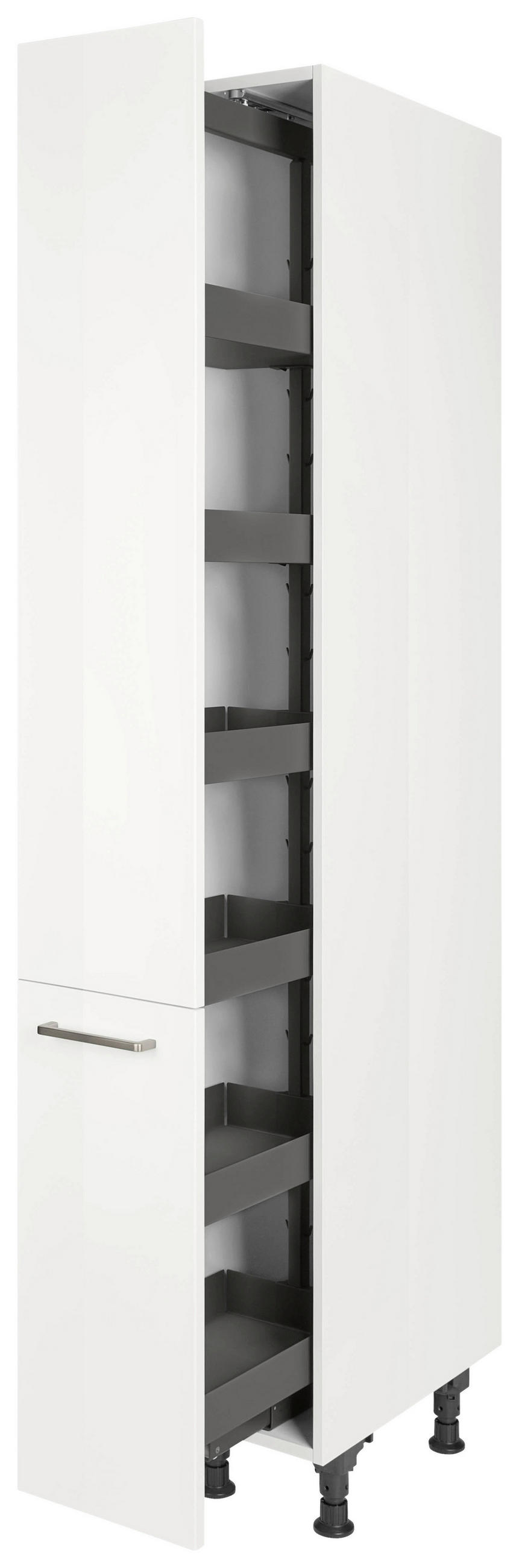 APOTHEKERSCHRANK 30/216,6/58 cm  in Weiß Hochglanz  - Edelstahlfarben/Weiß Hochglanz, MODERN, Holzwerkstoff/Metall (30/216,6/58cm) - Nobilia