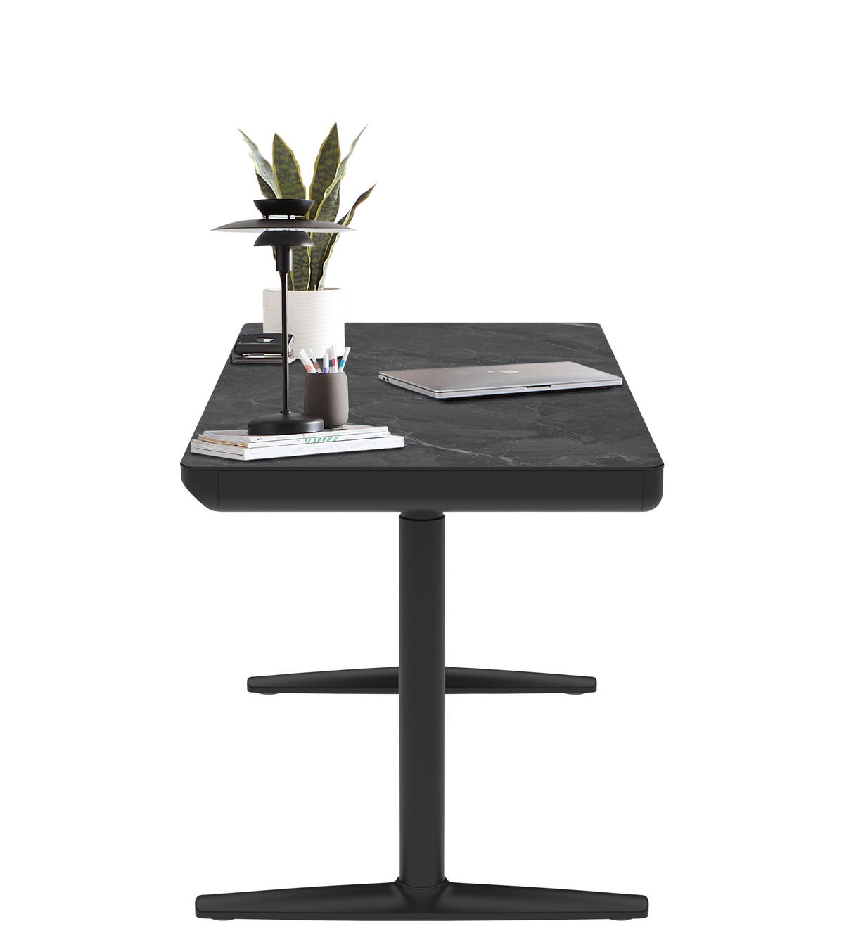 SKRIVBORD 140/70/73-118 cm  i svart  - svart, Design, metall/trämaterial (140/70/73-118cm) - Novel