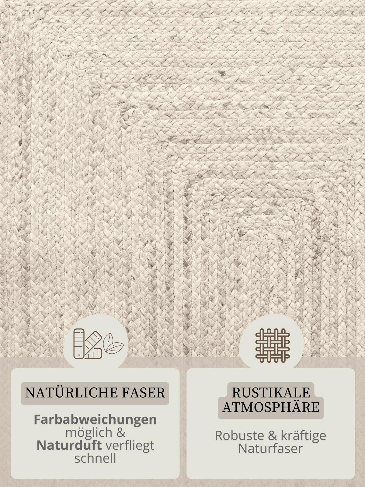JUTETEPPICH 80/200 cm Juno Weiß rechteckig  - Weiß, Natur, Textil (80/200cm) - Hanse Home
