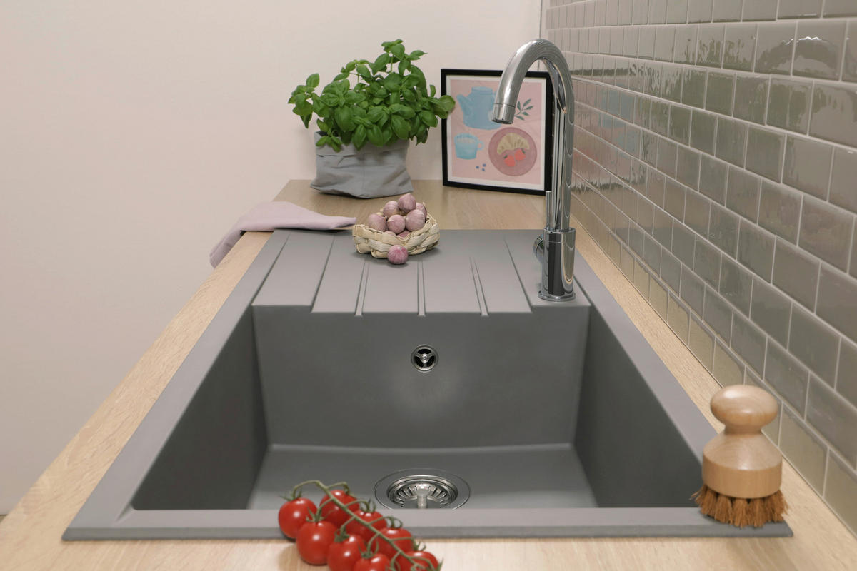 SPÜLE HOUSTON100X501BG  - Grau, Trend, Glas/Kunststoff (100/21/50cm) - Respekta