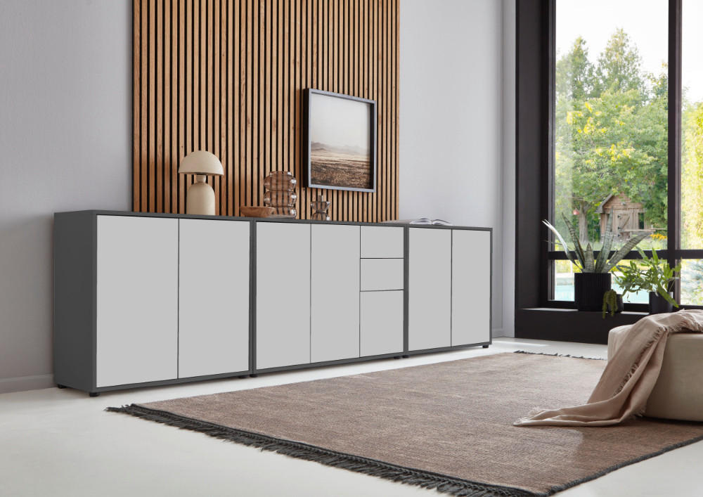 SIDEBOARD  in 263,5/73/33 cm  - Anthrazit/Schwarz, MODERN, Holzwerkstoff (263,5/73/33cm) - MID.YOU