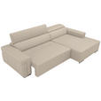 ECKSOFA DUA in Echtleder Beigebraun  293/170 cm  - Chromfarben/Beigebraun, Design, Leder/Metall (293/170cm) - Novel
