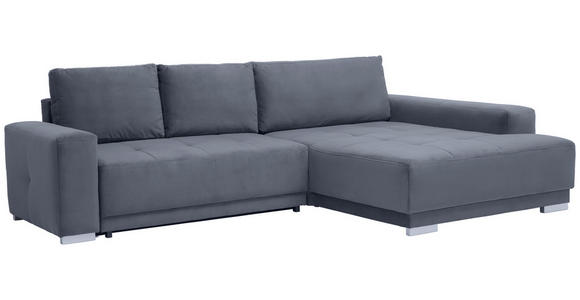 ECKSOFA in Samt Grau  - Silberfarben/Grau, Design, Holz/Textil (293/195cm) - Cantus