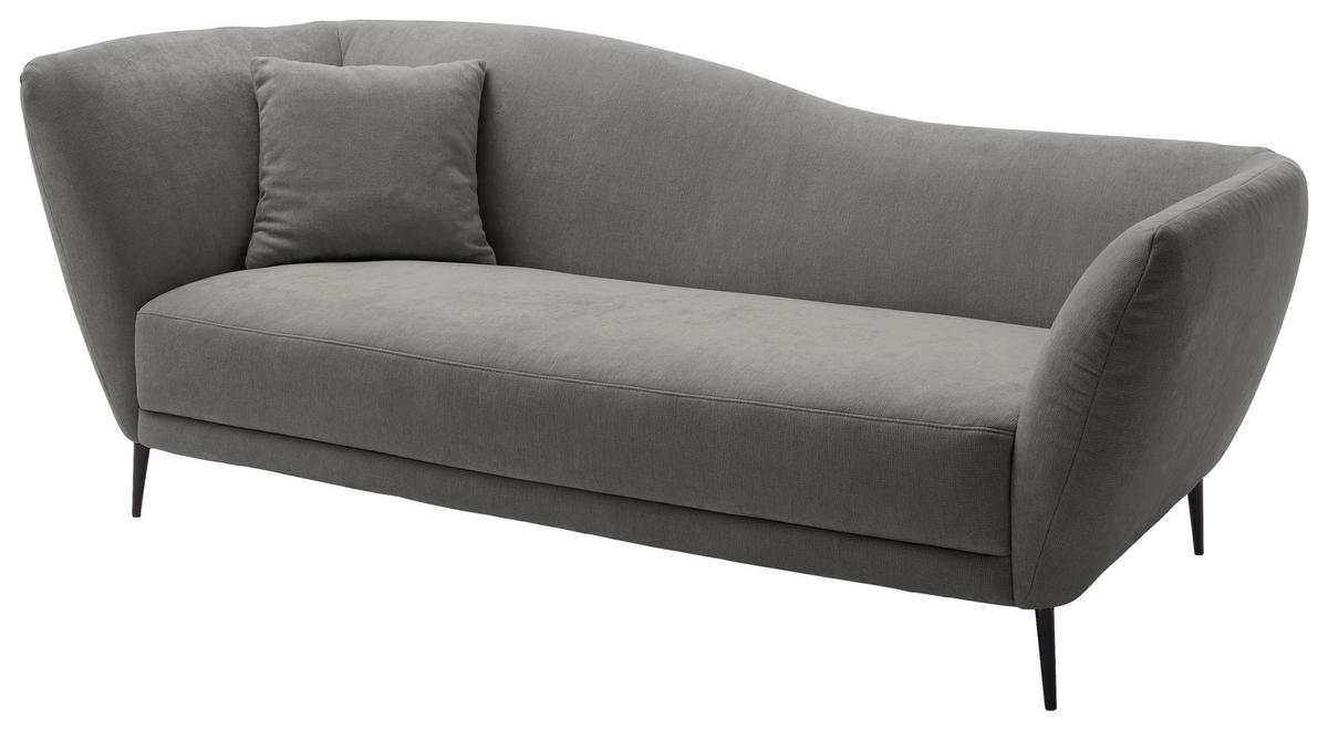 RÉCAMIERE Platinfarben Chenille Zierkissen, Rücken echt  - Platinfarben/Schwarz, KONVENTIONELL, Textil/Metall (224/70/97cm) - Hom`in