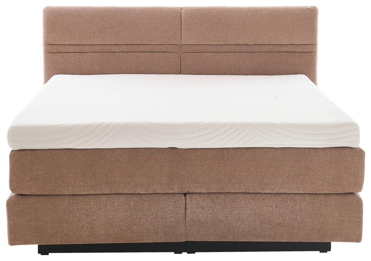 BOXSPRINGBETT 180/200 cm,  in Rotbraun, gepolstertes Kopfteil, Topper, Matratzen, H4 + H5 = sehr fest + hart  - Rotbraun/Schwarz, MODERN, Holzwerkstoff/Textil (180/200cm) - Hukla