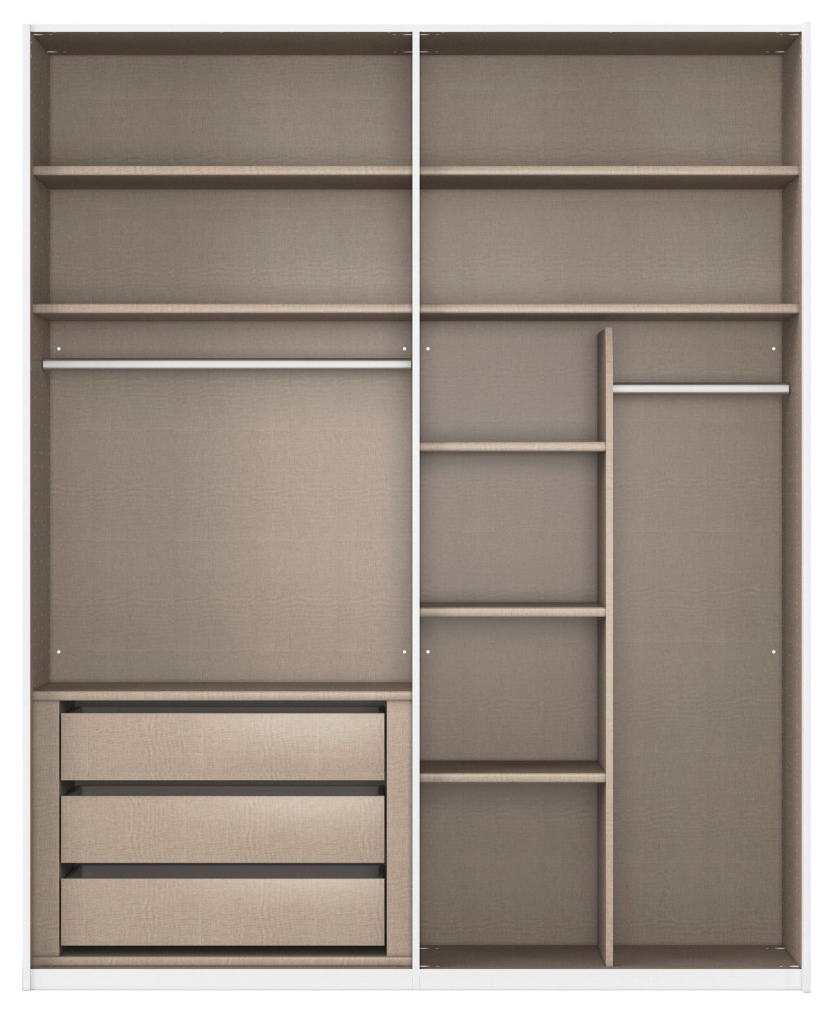 SCHWEBETÜRENSCHRANK 181/223/68 cm 2-türig Weiß  - Alufarben/Weiß, Design, Glas/Holzwerkstoff (181/223/68cm) - Xora