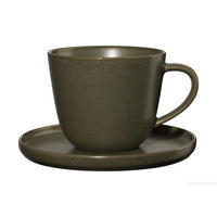 KAFFEETASSE MIT UNTERTASSE COPPA NORI  - Olivgrün, Basics, Keramik (8,9/7,2cm) - ASA