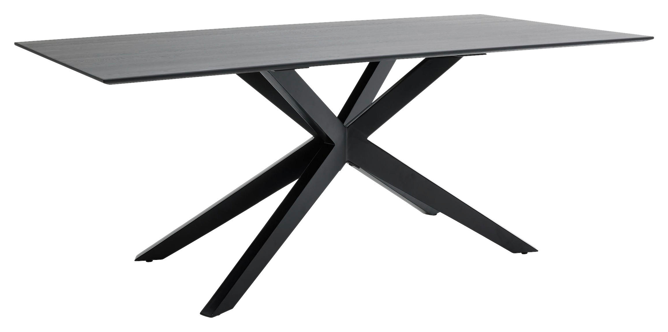 ESSTISCH Eiche massiv rechteckig Schwarz - Schwarz, Design, Holz/Metall (200/100/76cm) - Musterring