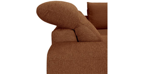 ECKSOFA Cognac Chenille  inkl. Zierkissen, Bettkasten, Schlaffunktion, Rücken echt, Kopfteilverstellung, Liegefläche im Originalstoff  - Cognac/Schwarz, KONVENTIONELL, Textil/Metall (266/185cm) - Carryhome