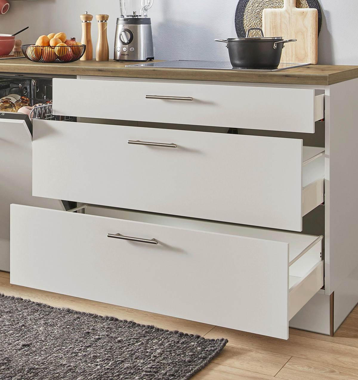 KÜCHENBLOCK PN 80 280 cm  in Eichefarben, Kaschmir  - Kaschmir/Eichefarben, Design, Holzwerkstoff/Metall (280cm) - Pino