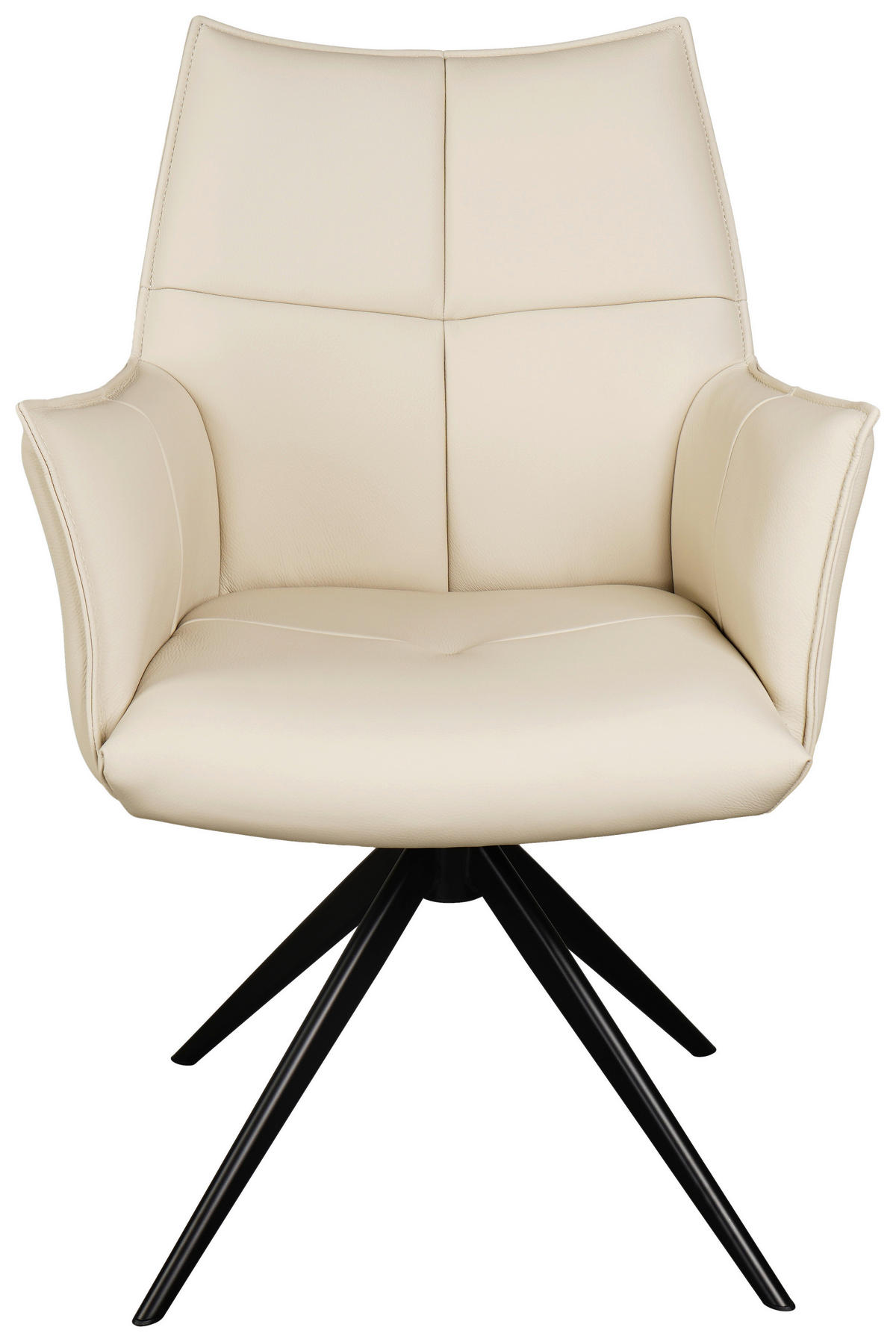 ARMLEHNSTUHL  Lederauswahl, Sitzfläche 360° drehbar  Echtleder  Creme, Schwarz  - Creme/Schwarz, Design, Leder/Metall (62/91/62cm) - Novel