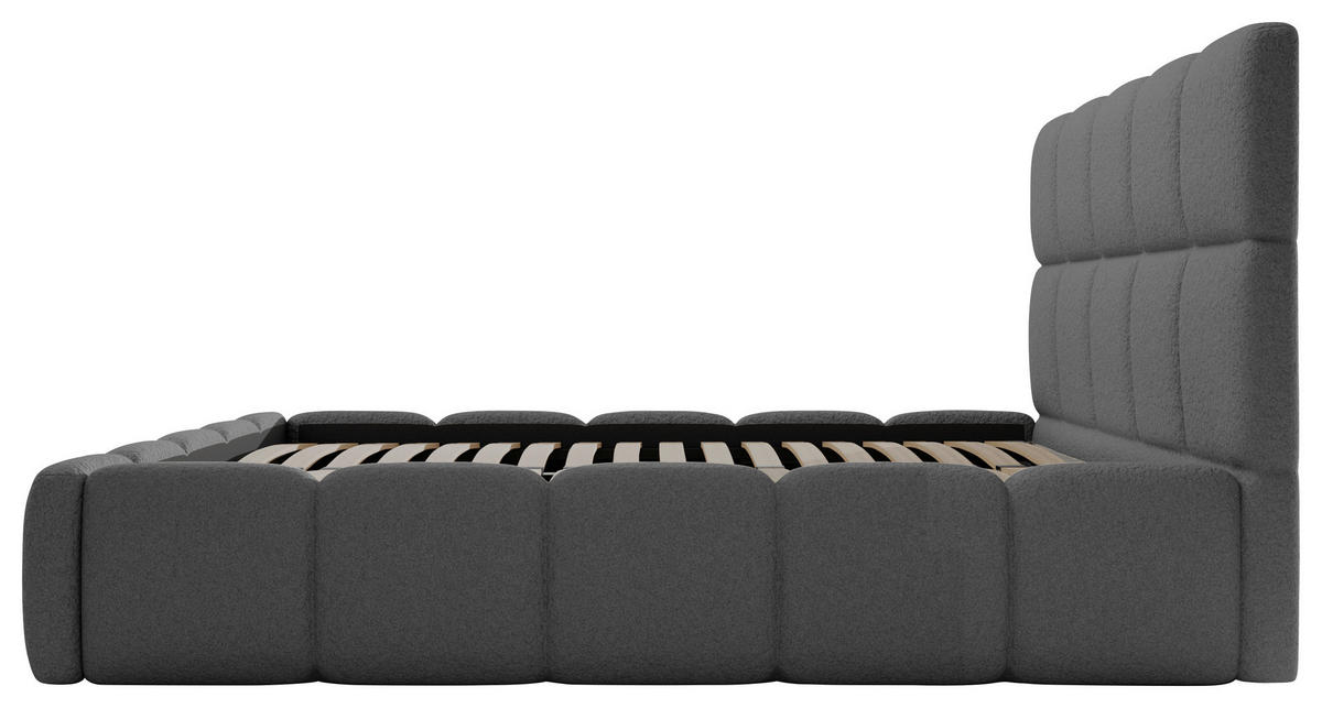 POLSTERBETT Cloudy Bettkasten, Lattenrost 140/200 cm  in Dunkelgrau  - Dunkelgrau/Schwarz, Design, Holz/Textil (140/200cm) - Boxxx