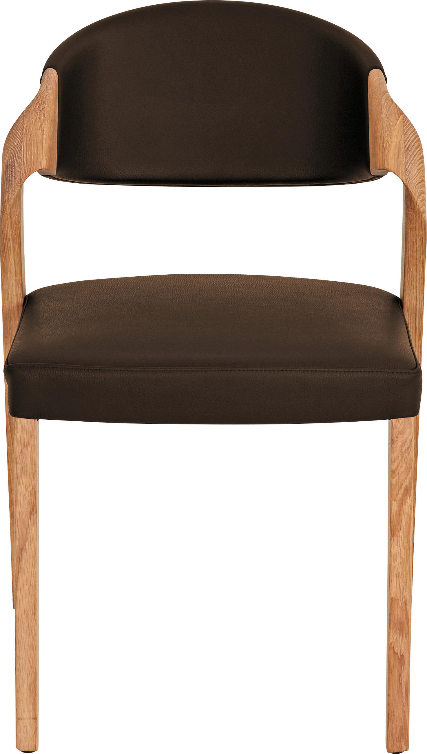 STUHL Echtleder Braun, Eichefarben Altholz, Eiche massiv  - Eichefarben/Braun, Natur, Leder/Holz (53/82/57cm) - Voglauer