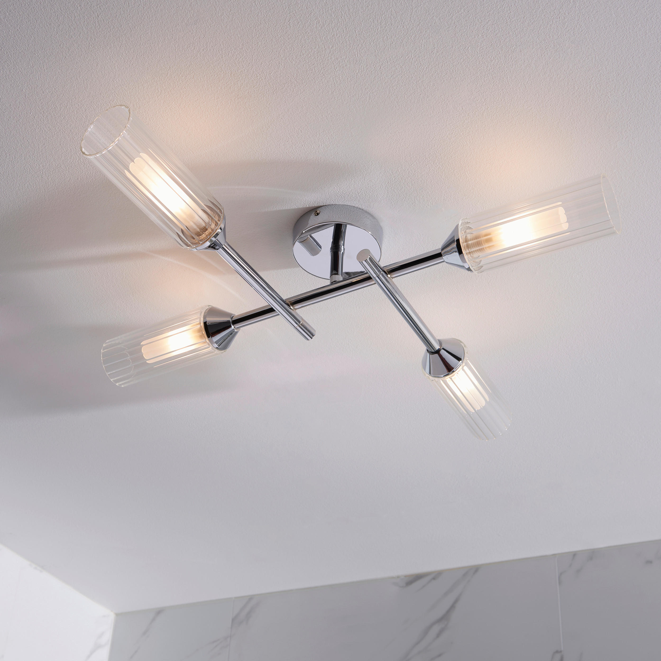 BADEZIMMER-DECKENLEUCHTE  60/12 cm    - Klar/Chromfarben, KONVENTIONELL, Glas (60/12cm) - ENDON