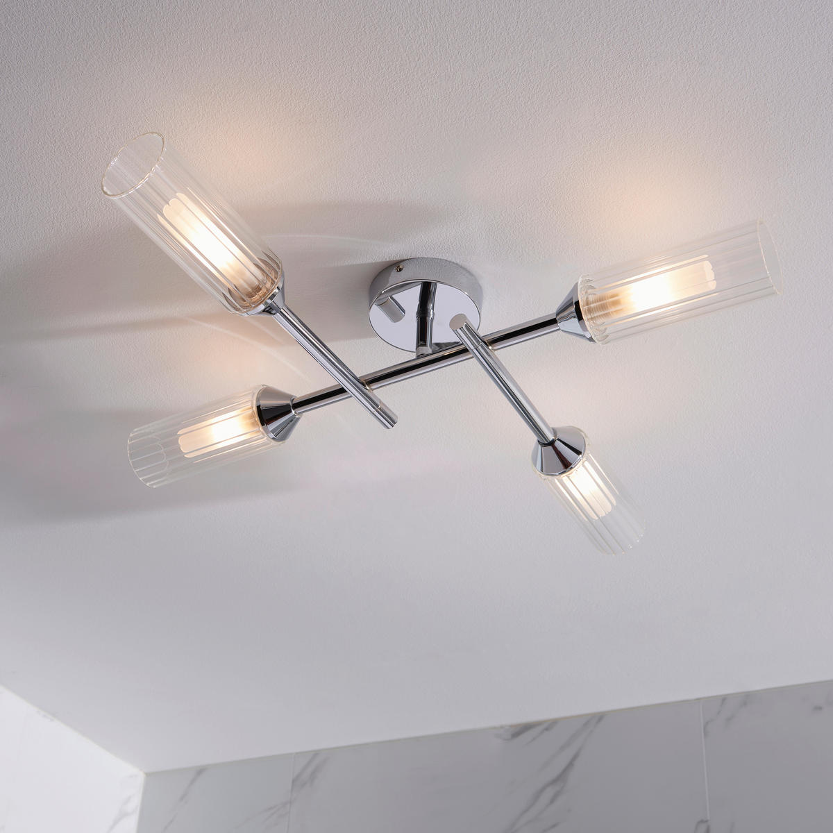 BADEZIMMER-DECKENLEUCHTE  60/12 cm    - Klar/Chromfarben, KONVENTIONELL, Glas (60/12cm) - ENDON
