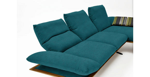 ECKSOFA in Flachgewebe Petrol 314/159 cm - Petrol/Schwarz, Design, Holz/Textil (314/159cm) - Dieter Knoll