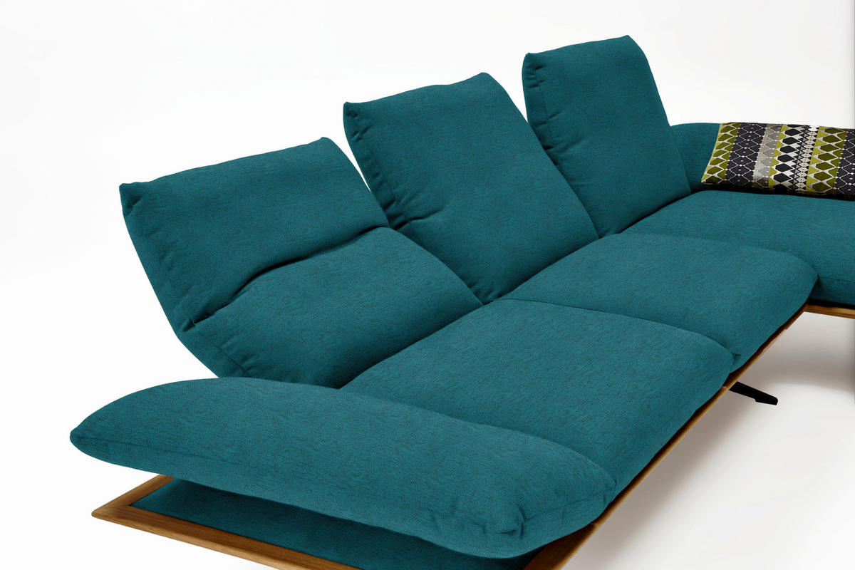 ECKSOFA in Flachgewebe Petrol  - Petrol/Schwarz, Design, Holz/Textil (314/159cm) - Dieter Knoll