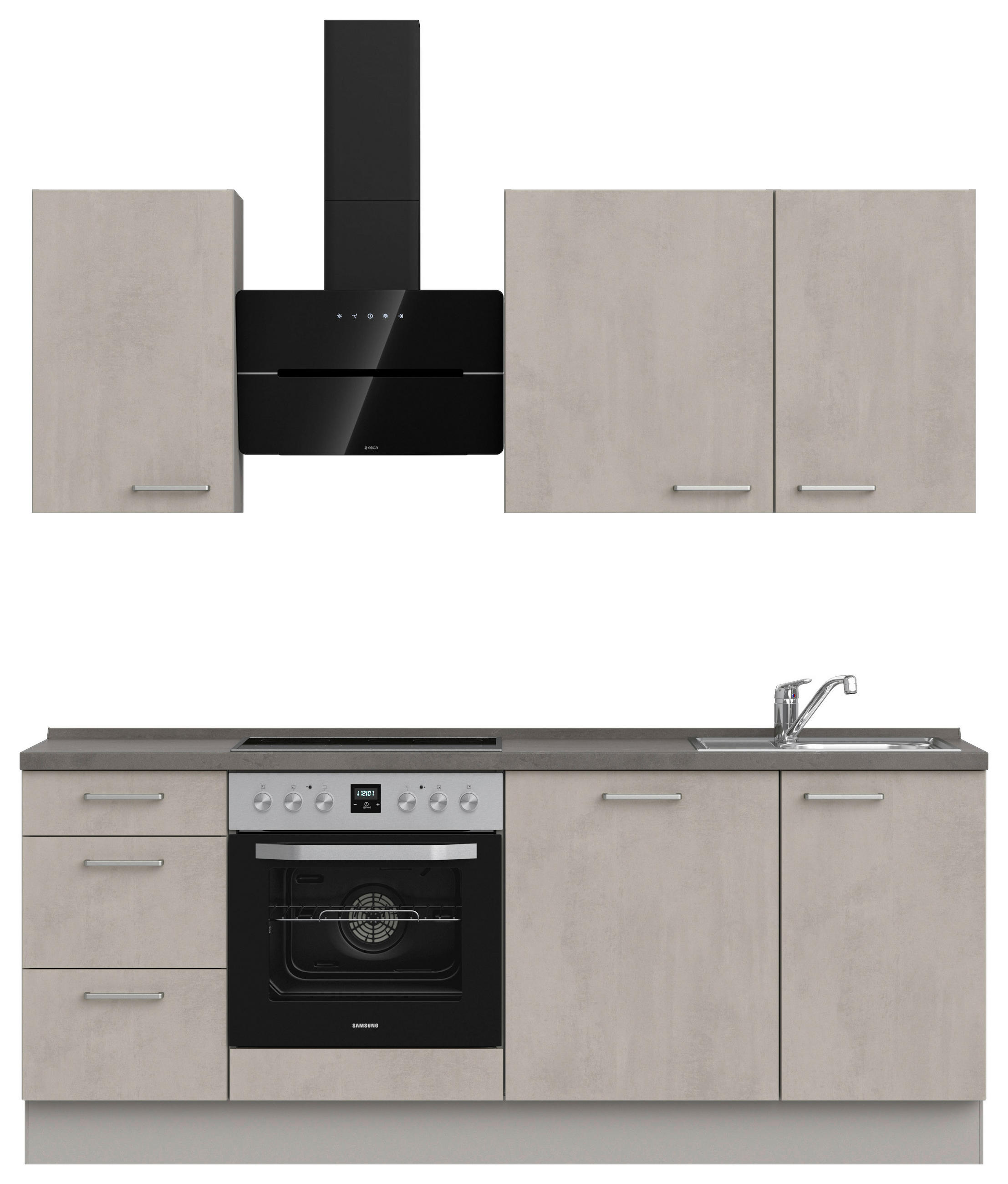 KÜCHENLEERBLOCK 210 cm   in Grau, Schieferfarben, Hellgrau  - Schieferfarben/Edelstahlfarben, MODERN, Holzwerkstoff/Metall (210cm) - Nobilia