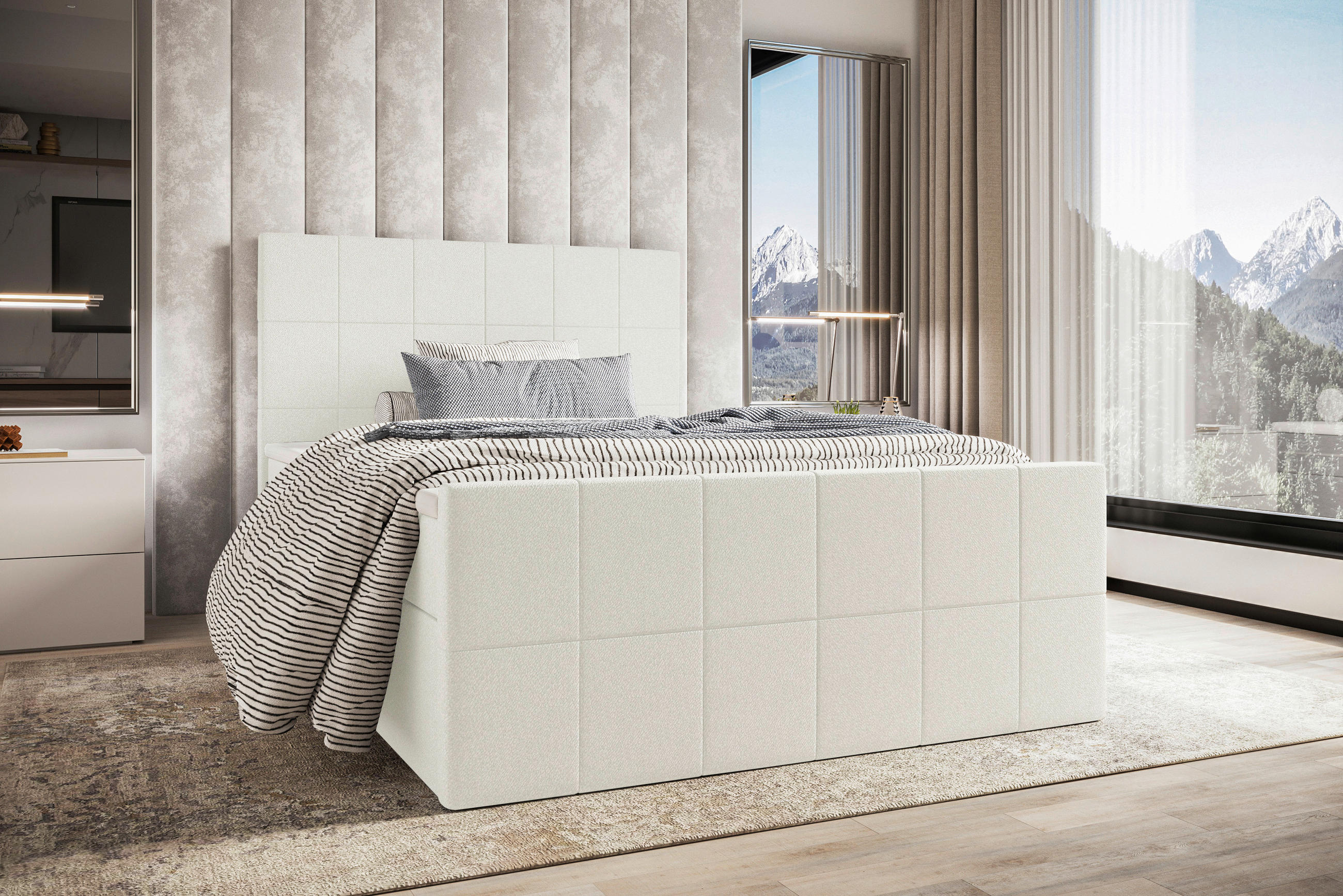 BOXBETT 120/200 cm  in Creme  - Creme, KONVENTIONELL, Kunststoff/Textil (120/200cm) - Boxxx