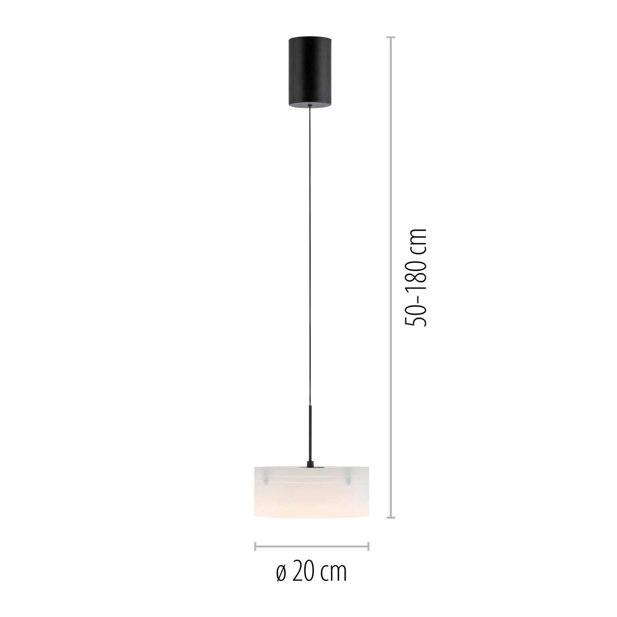 LED-HÄNGELEUCHTE 20/20/180 cm  - Schwarz, Design, Glas/Kunststoff (20/20/180cm)