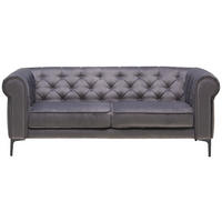 CHESTERFIELDSOFFA i sammet antracit  - svart/antracit, Trend, metall/textil (195/75/90cm) - Carryhome