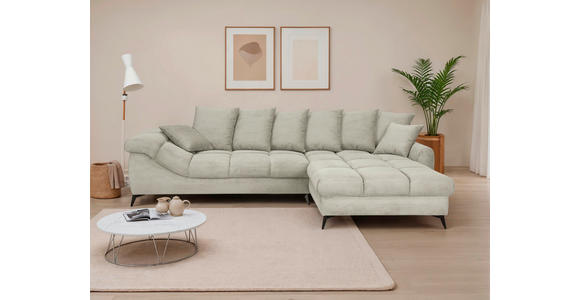 ECKSOFA Elfenbein Cord Rückenkissen, Armlehnenkissen, Rücken echt  - Elfenbein/Schwarz, KONVENTIONELL, Textil/Metall (332/231cm) - Carryhome