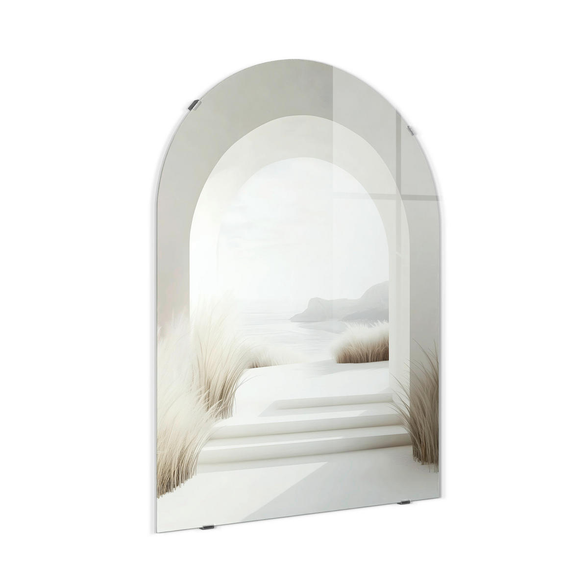 GLASBILD Landschaft & Natur 70/100 cm  - Beige/Weiß, Basics, Glas/Papier (70/100cm)