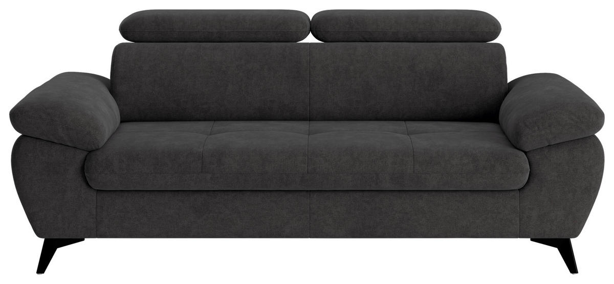3-SITZER-SOFA Dunkelgrau  - Dunkelgrau/Schwarz, Textil/Metall (215/84/100cm) - MID.YOU