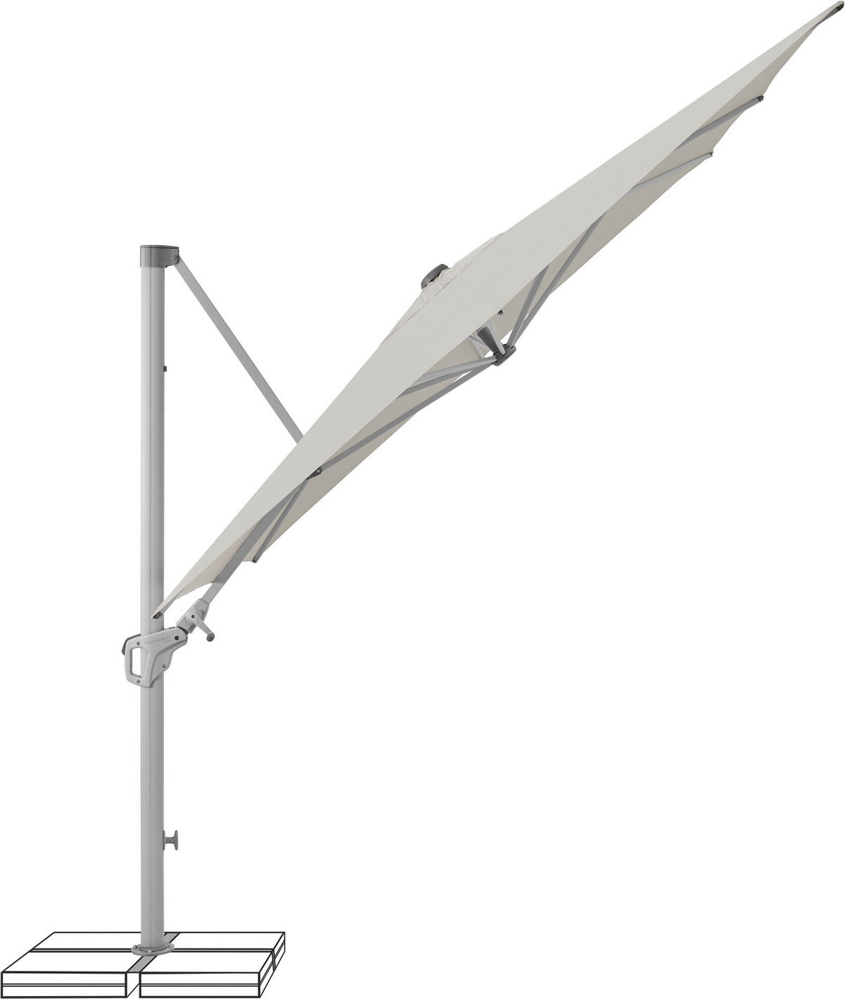 AMPELSCHIRM 250 cm  - Silberfarben/Hellgrau, KONVENTIONELL, Textil/Metall (250/250cm) - Suncomfort by Glatz