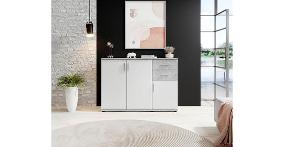 KOMMODE Bobby in 120/82/35 cm - Silberfarben/Weiß, KONVENTIONELL, Holzwerkstoff/Kunststoff (120/82/35cm) - Carryhome