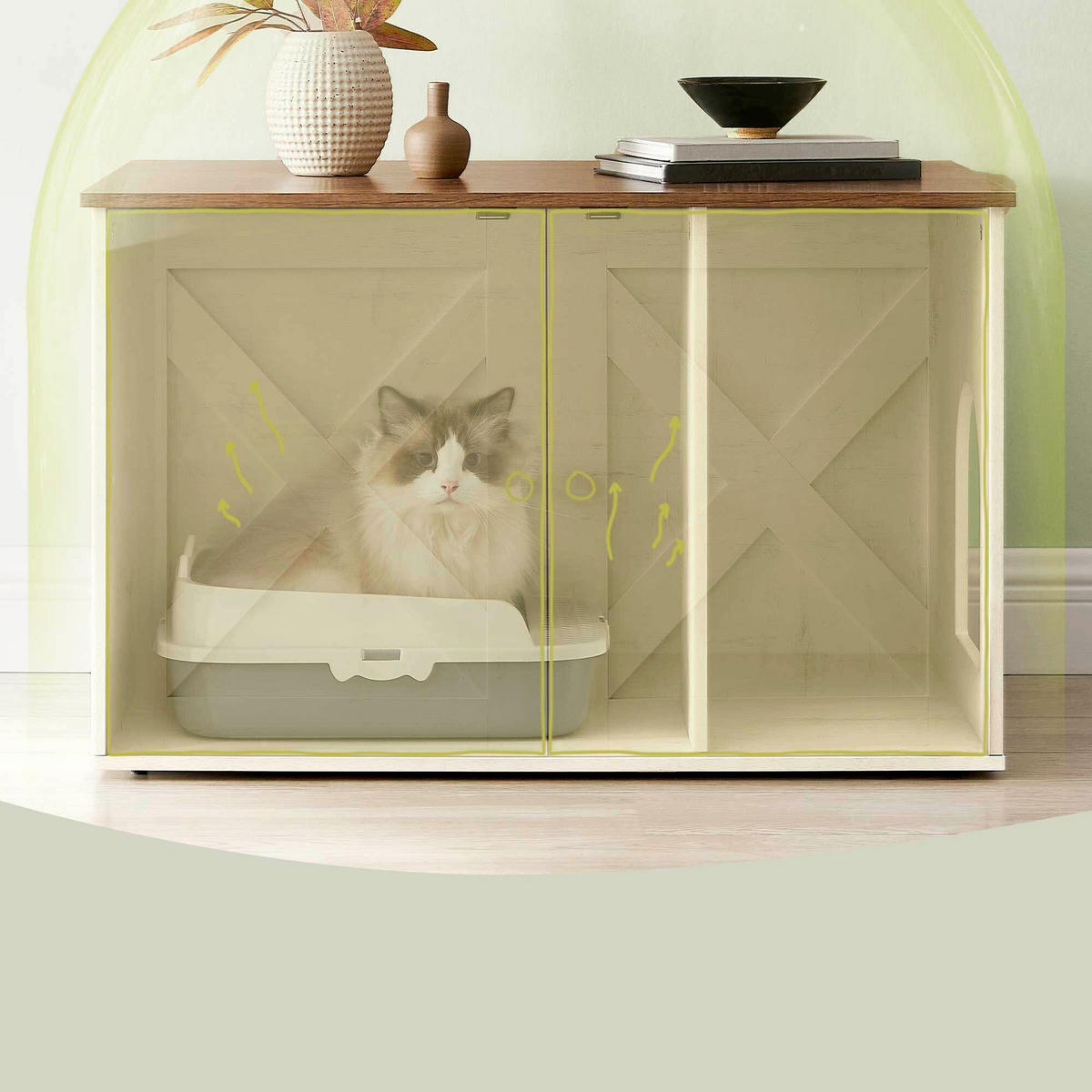 KATZENTOILETTE - Braun/Weiß, Trend, Holzwerkstoff (80/50/53cm) - Boxxx
