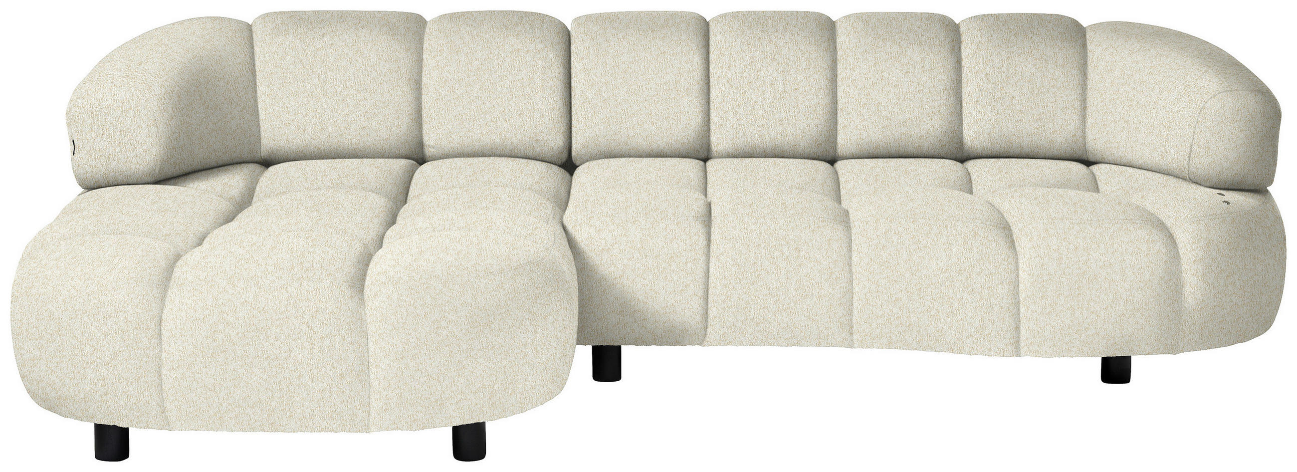 ECKSOFA Creme Webstoff  - Creme/Schwarz, Design, Holz/Textil (183/284cm) - Welnova