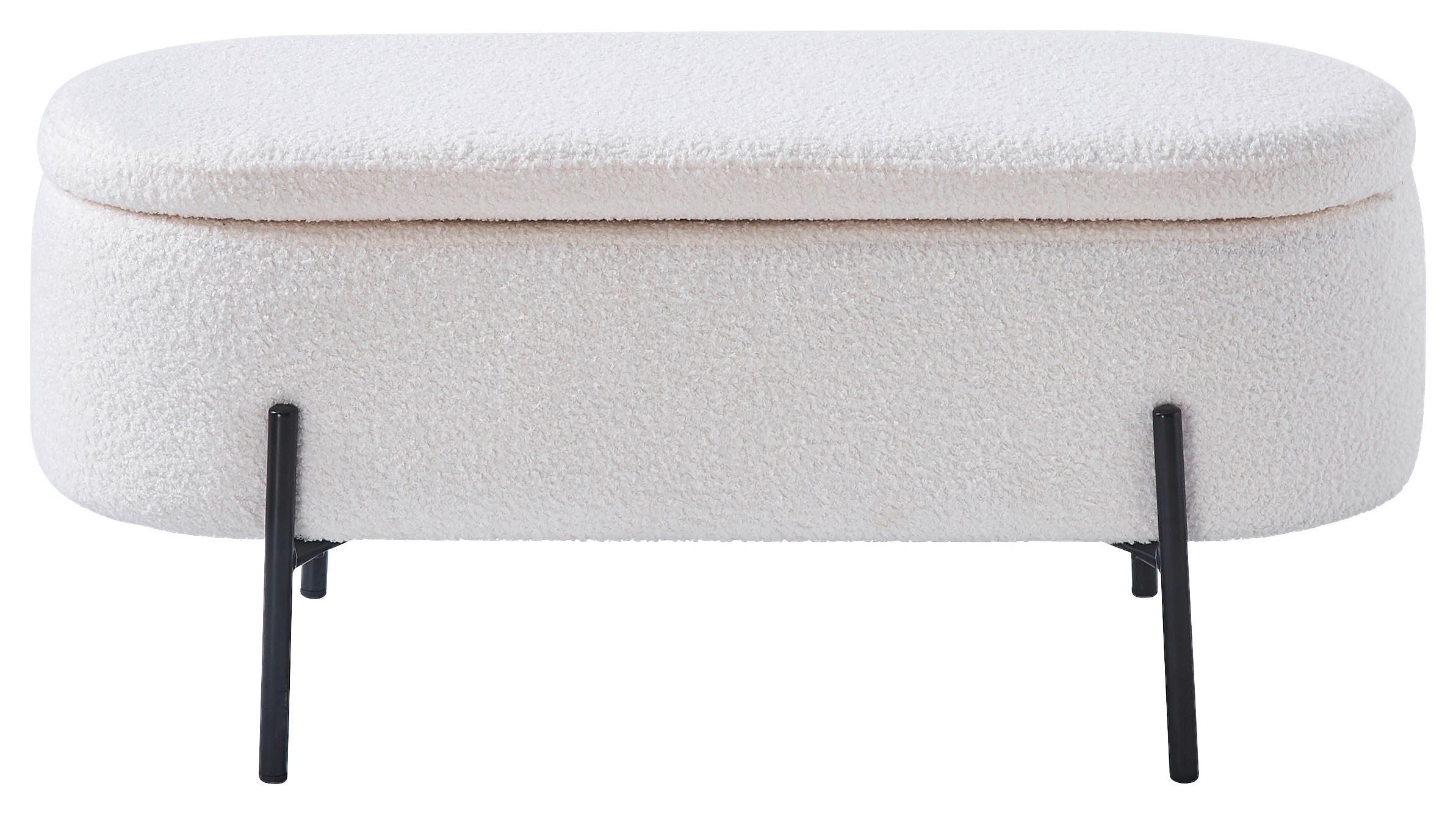 SITZBANK 95/43/36 cm Teddystoff Schwarz, Weiß  - Schwarz/Weiß, MODERN, Textil/Metall (95/43/36cm) - PBJ