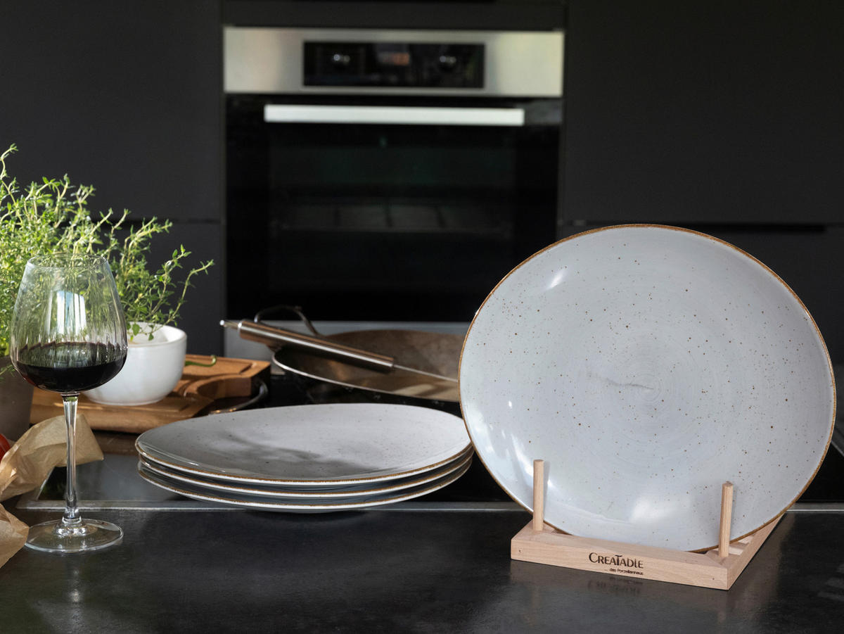 STEAKTELLER Hellgrau Vintage Nature Stein  - Hellgrau, Basics, Keramik - Creatable