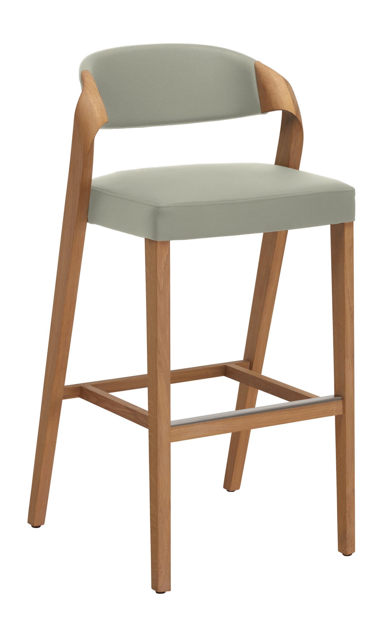 BARHOCKER Holz, Leder Wildeiche, Grauweiss  - Wildeiche/Grauweiss, Natur, Leder/Holz (52/103/52cm) - Voglauer