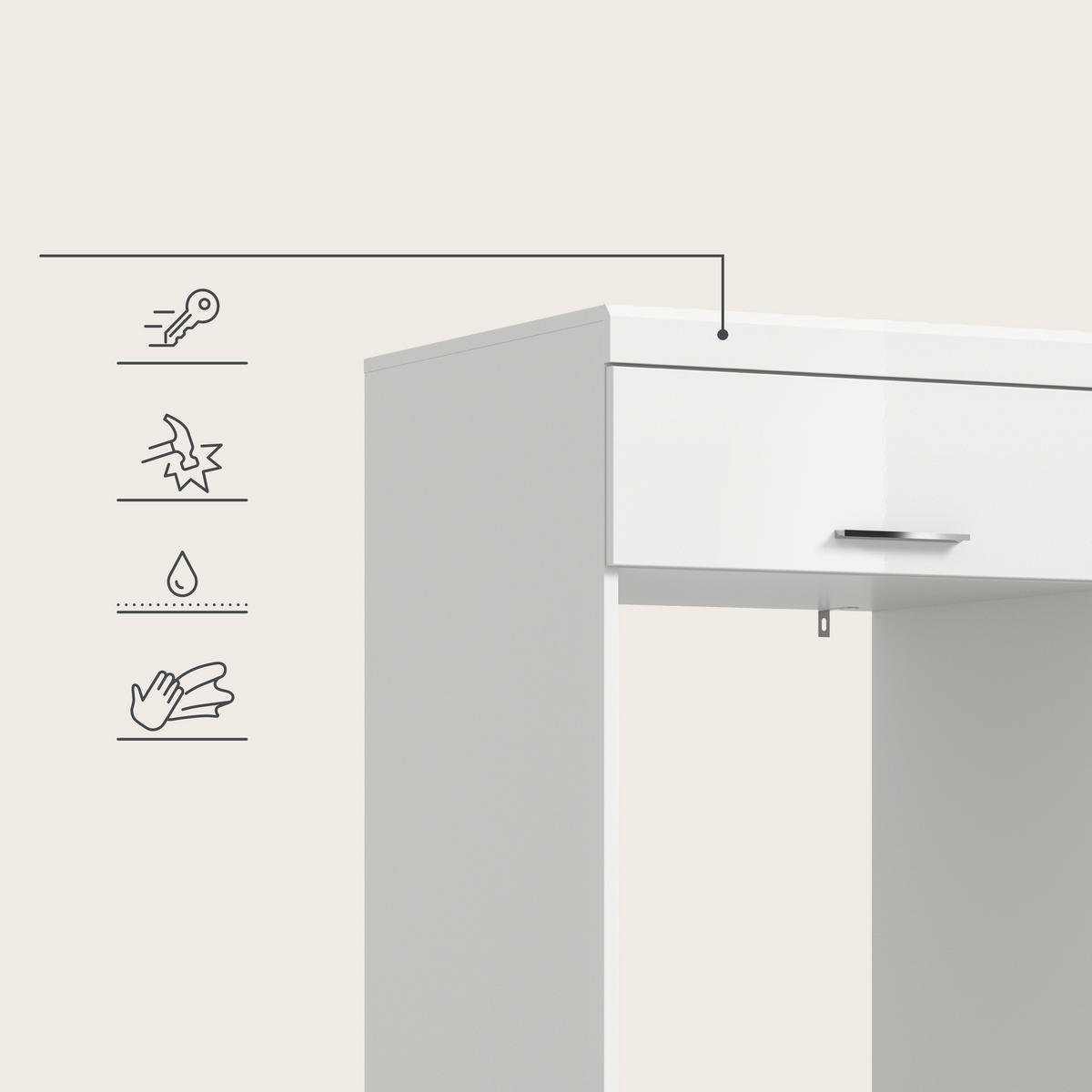 SKÅP FÖR TVÄTTMASKIN SCOUT 66/200/68 cm  - vit/vit högglans, Trend, trämaterial/plast (66/200/68cm) - MID.YOU